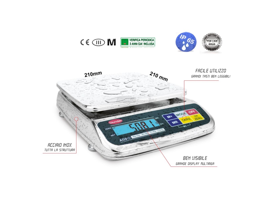 Balance de table multifonction Wunder, capacité 15 kg, IP65 Agritech Store