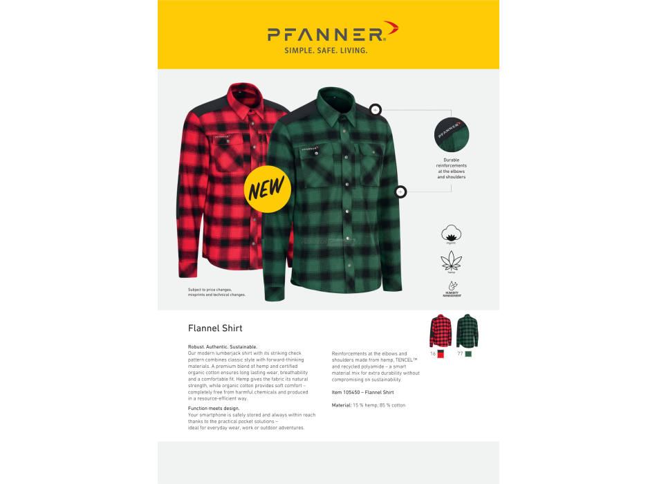 Chemise en flanelle pour homme Pfanner Agritech Store