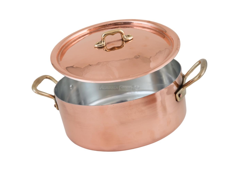 Pot en cuivre D. 35 H 12 cm. avec un couvercle Agritech Store