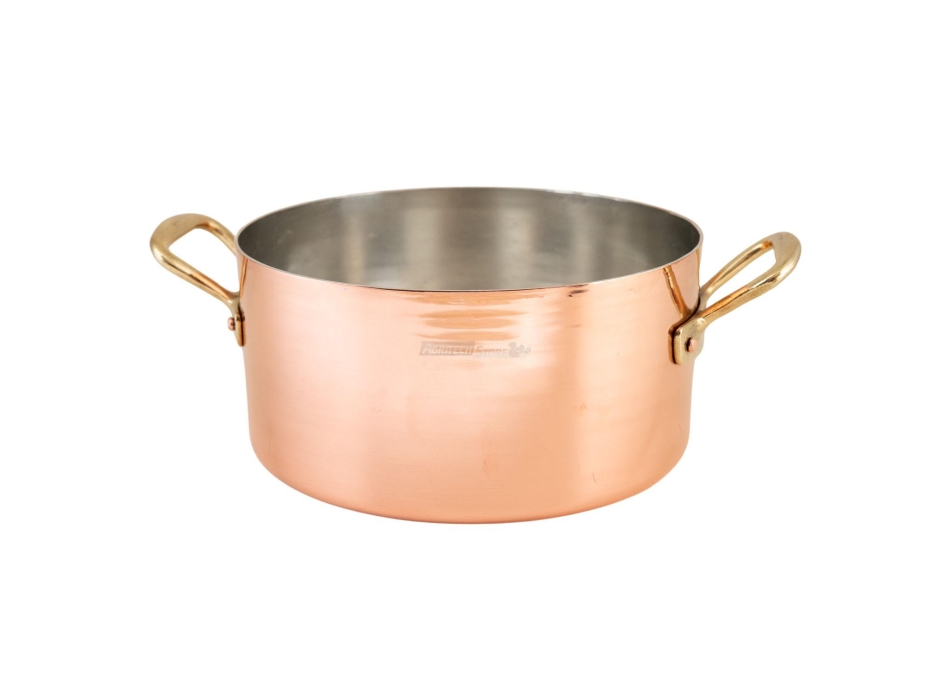 Casserole en cuivre étamé avec 2 poignées en laiton Agritech Store