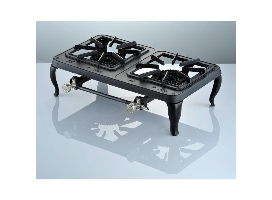 Réchaud à gaz d'extérieur 2 feux 8 kW en fonte peinte Agritech Store