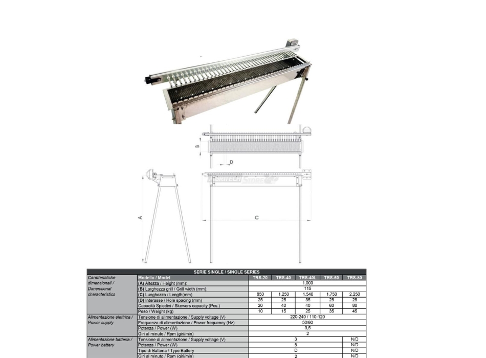 Tourner les Brochettes Tecnoroast 40 pièces Unique Agritech Store