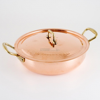 Poêle professionnelle CM28 en cuivre à induction ou à gaz avec couvercle. Agritech Store