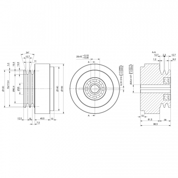 Poulie d'embrayage centrifuge Ø 160 mm. N 2 Gorges A Agritech Store