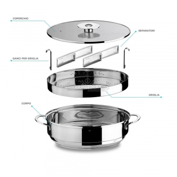 Cuiseur vapeur « Naturalmente » 6 techniques de cuisson lt. 8 Agritech Store